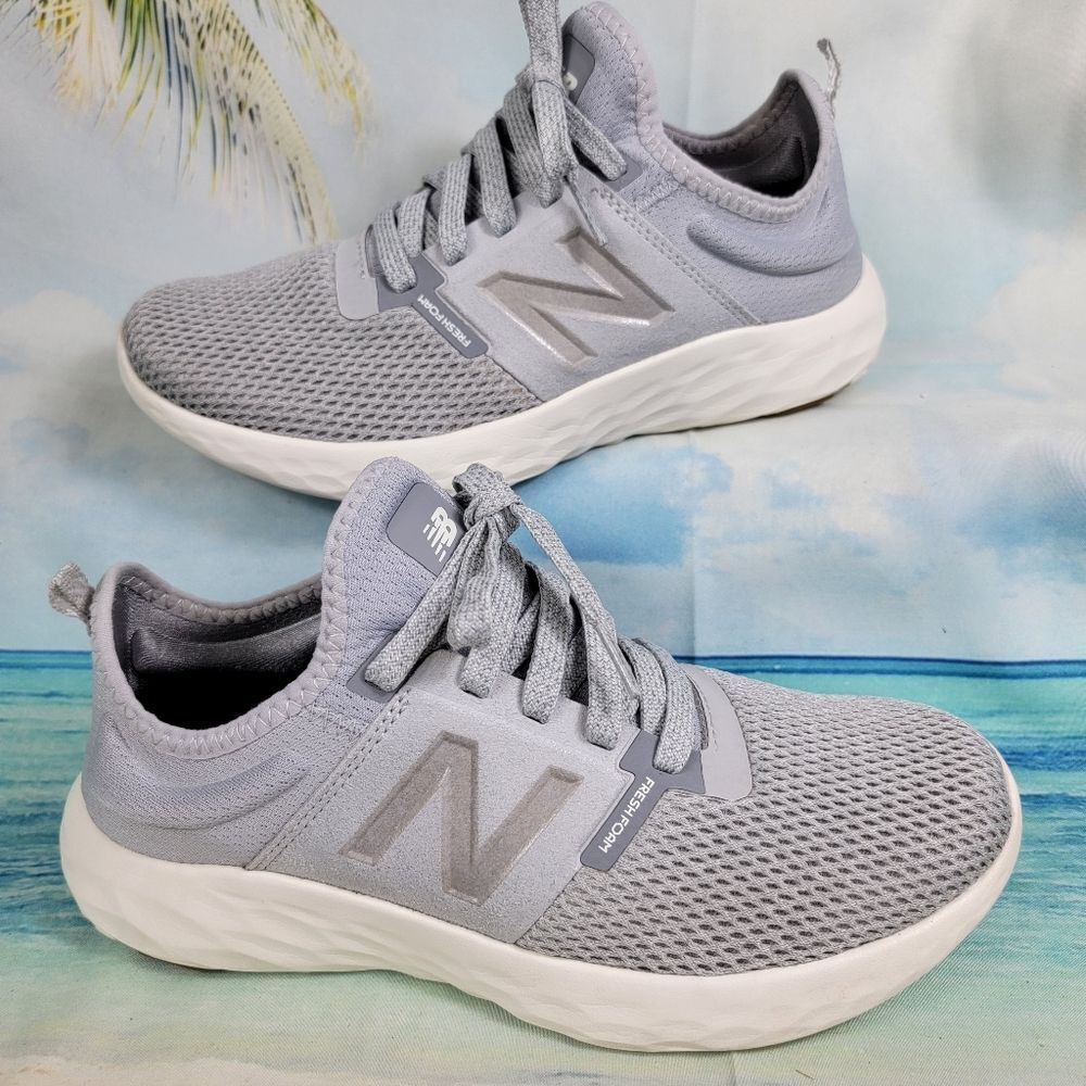 New Balance Grey Mesh Athletic Sneakers